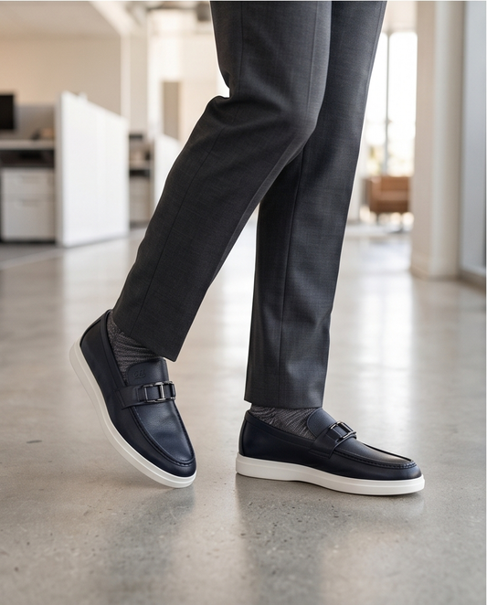 2H #22 Genuine Leather Black Casual Shoes