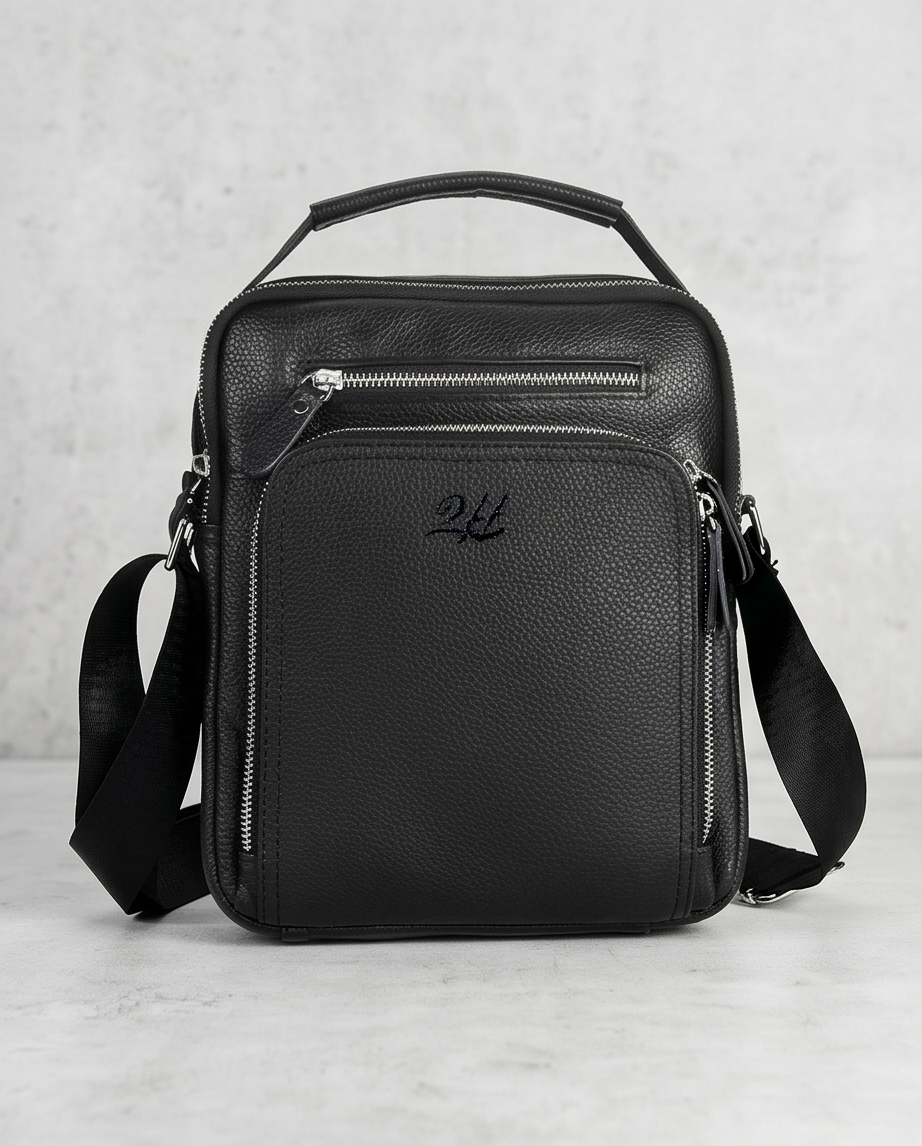 2H Genuine leather Black Shoulder messenger bag