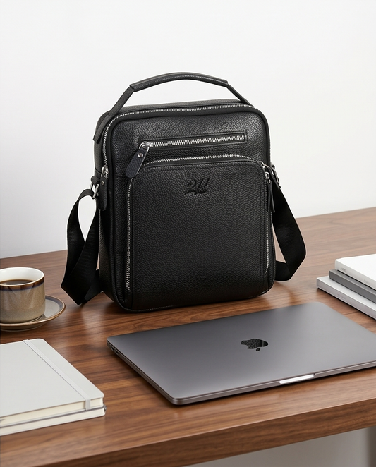 2H Genuine leather Black Shoulder messenger bag