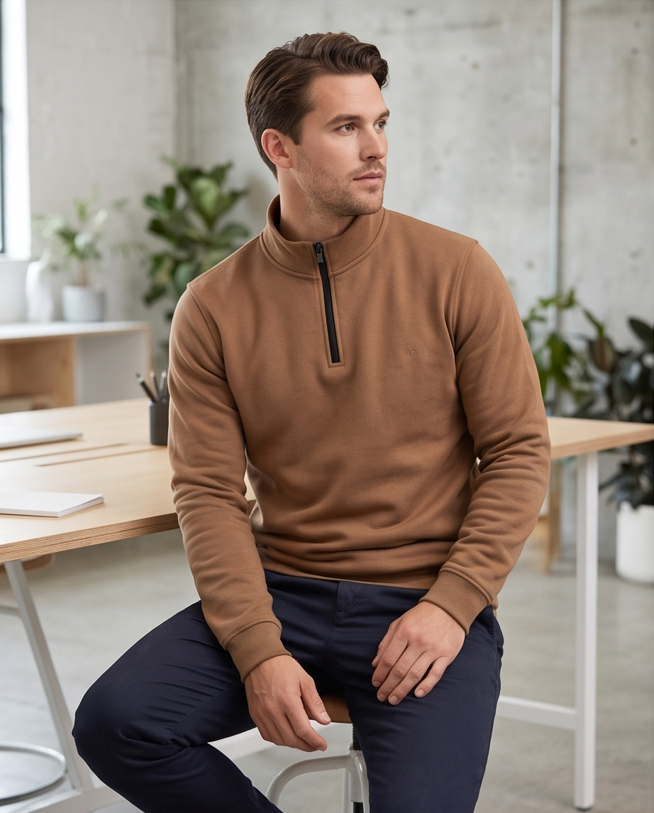 2H #9344 Havan High Neck Sweater With Zipper