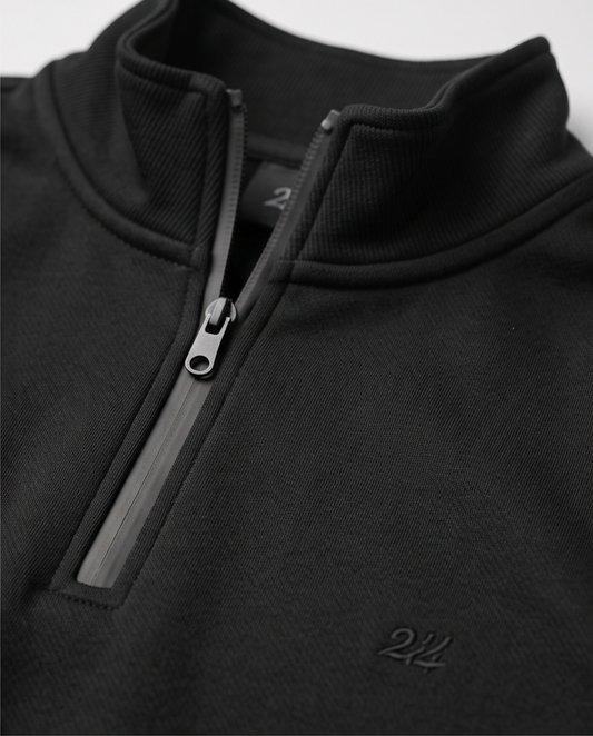 2H #9344 Black High Neck Sweater With Zipper