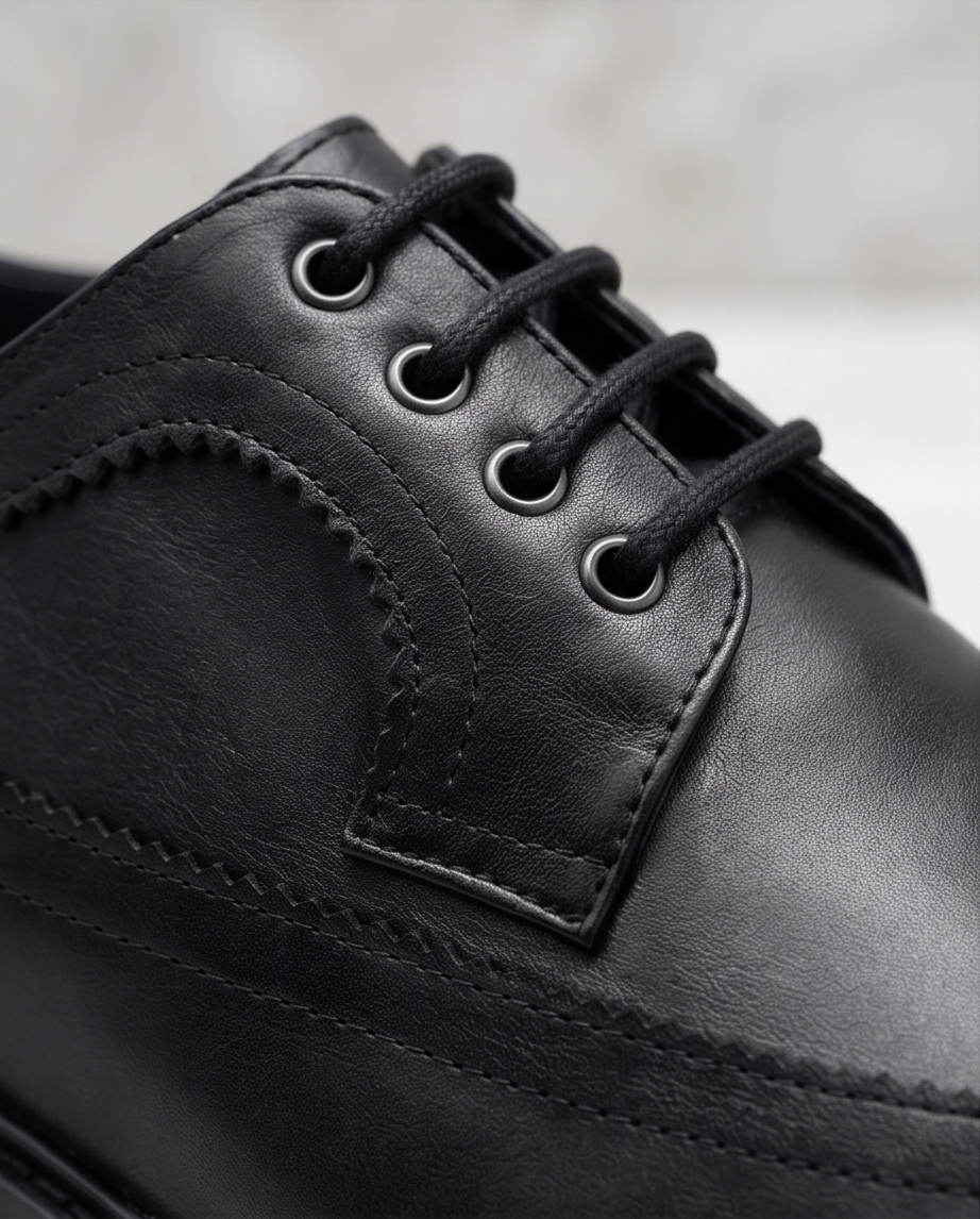 2H #009 Genuine Leather Black Formal Shoes
