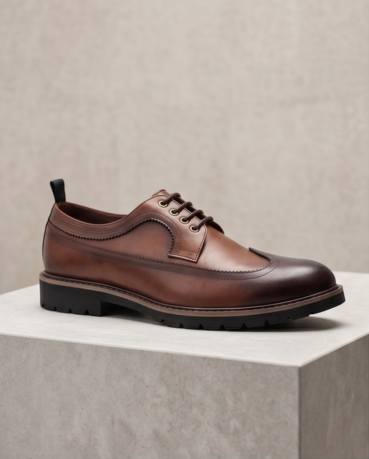2H #010 Genuine Leather Brown Formal Shoes
