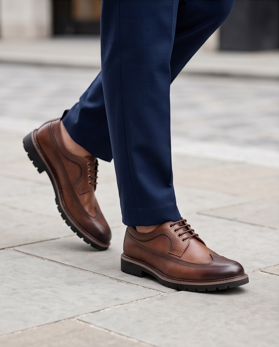 2H #010 Genuine Leather Brown Formal Shoes