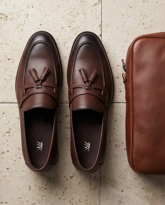 2H #D348-10-810 Brown Formal Shoes Genuine Leather
