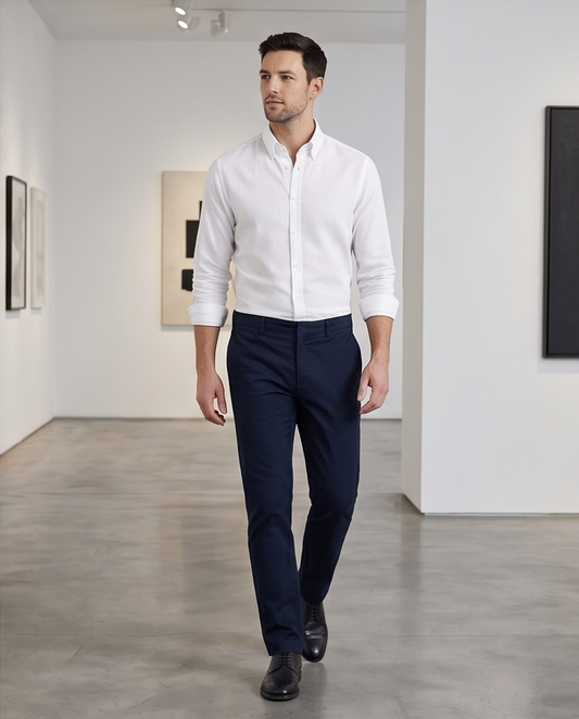 2H #25S8 White Twill Cotton Regular Fit Shirt