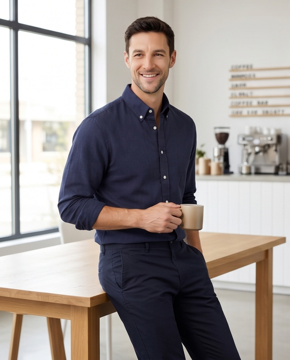 2H #25S8 Twill Cotton Regular Fit Shirt