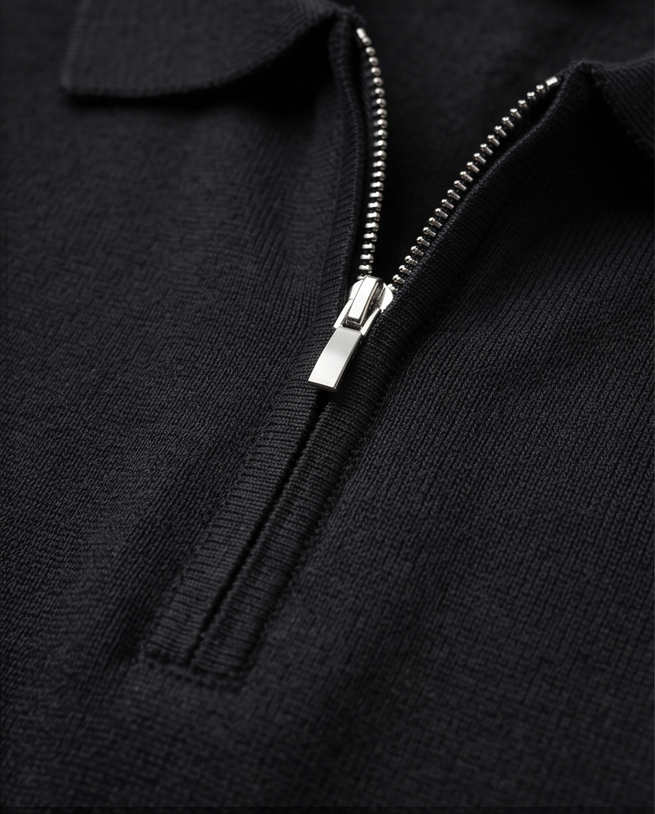 2H #20001-40 Black Knitted Cotton Polo T-Shirt