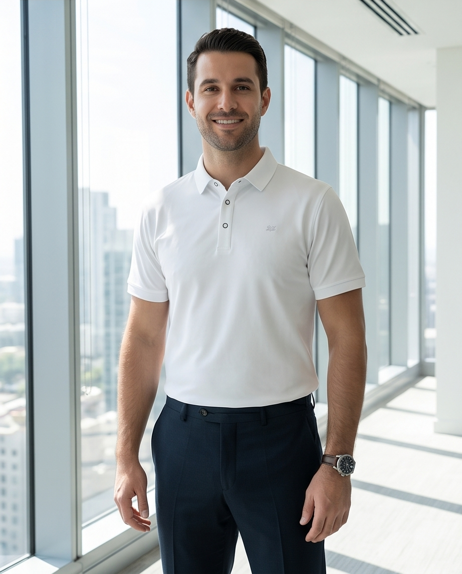 2H #CX.2101 White Polo T-shirt
