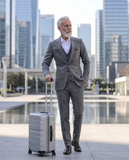 SALE! 2H #1491-4 Gray Linen Suit 2 Pieces
