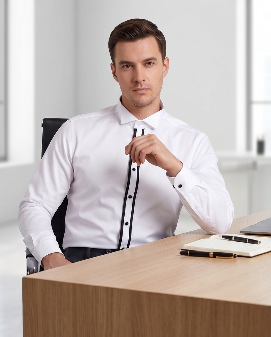 2H White Wingtip Collar Shirt