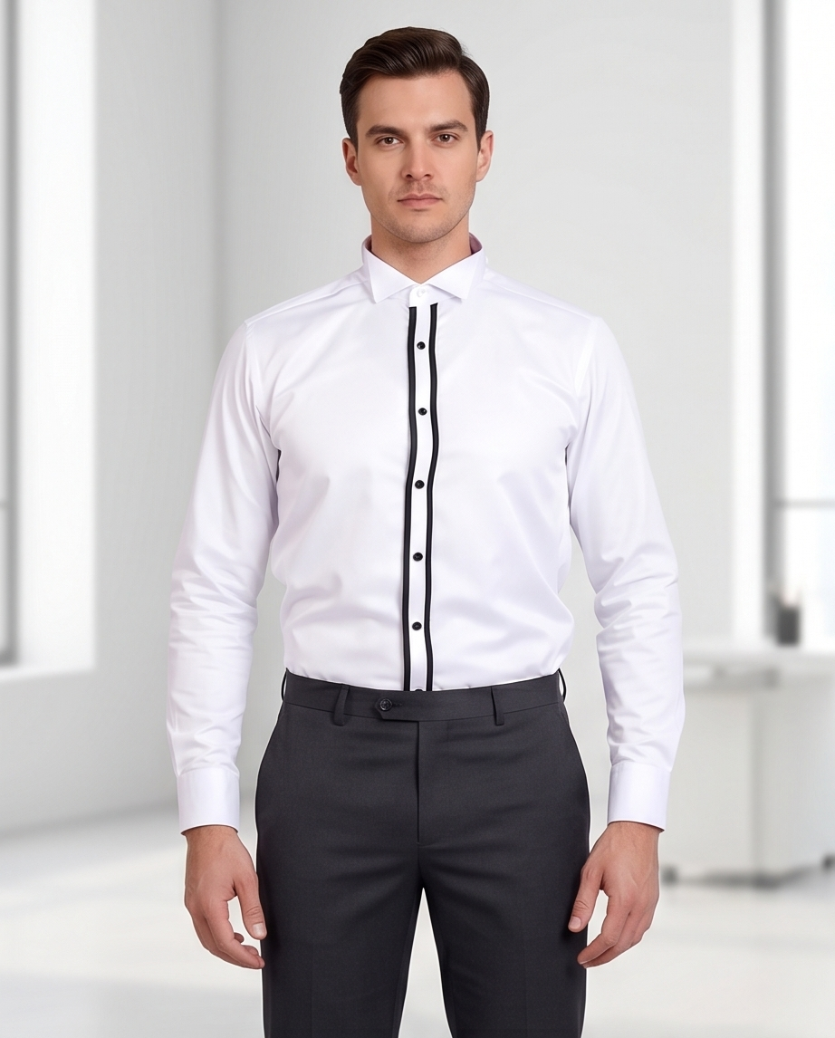 2H White Wingtip Collar Shirt