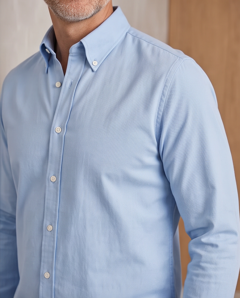 2H Blue Twill Casual Shirt