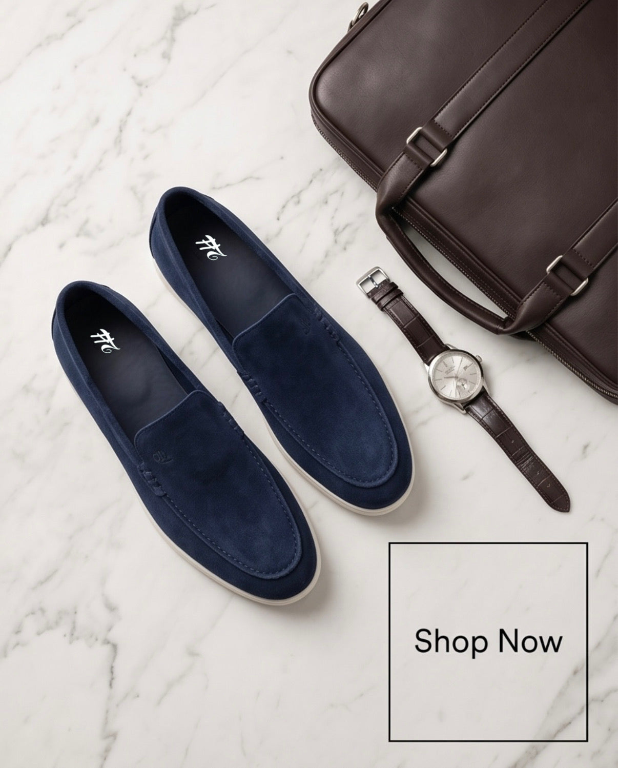2H #17G Genuine Leather Chamois Navy Casual Shoes