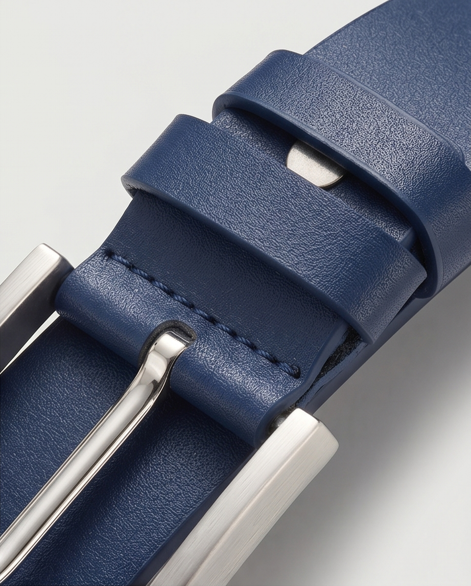 2H Navy Genuine Leather Casual Belt