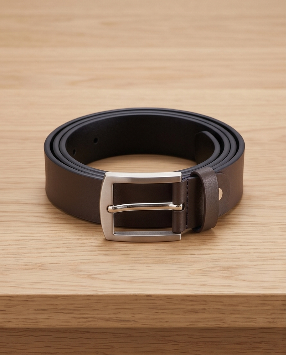2H Brown Genuine Leather Casual Belt