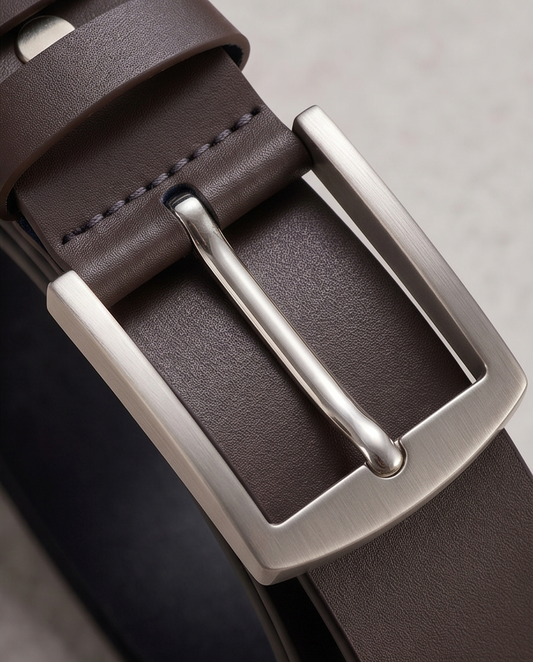2H Brown Genuine Leather Casual Belt