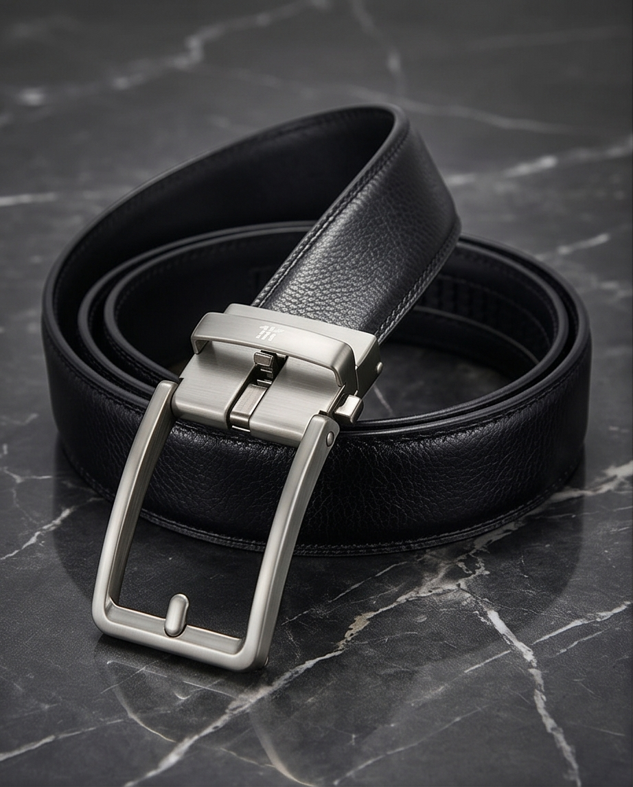 2H Automatic Sliding Buckle Leather Black
