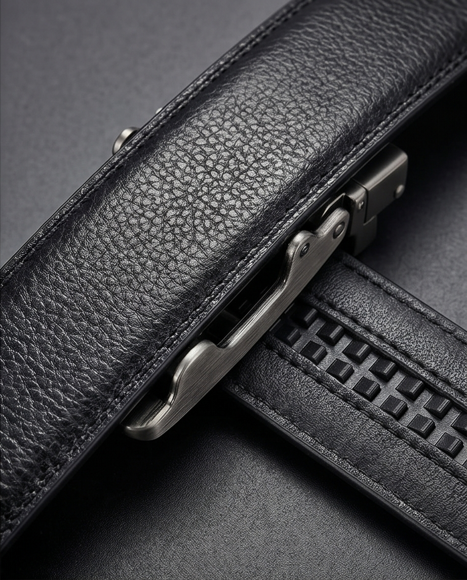 2H Automatic Sliding Buckle Leather Black