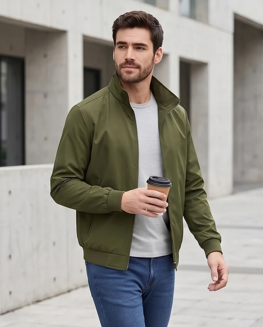 2H #8091 Olive Green Lightweight Casual Jacket