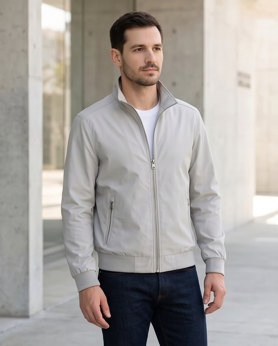 2H #8091 Light Gray Lightweight Casual Jacket
