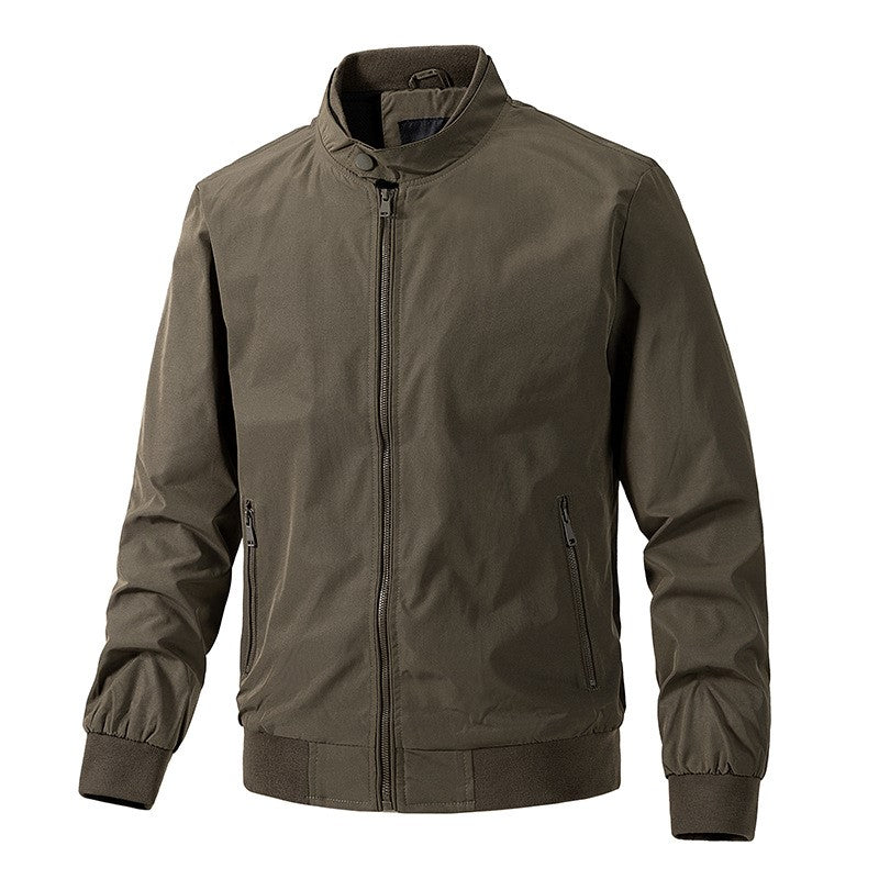 2H #8836 Brown stand up collar Slim Fit casual jacket