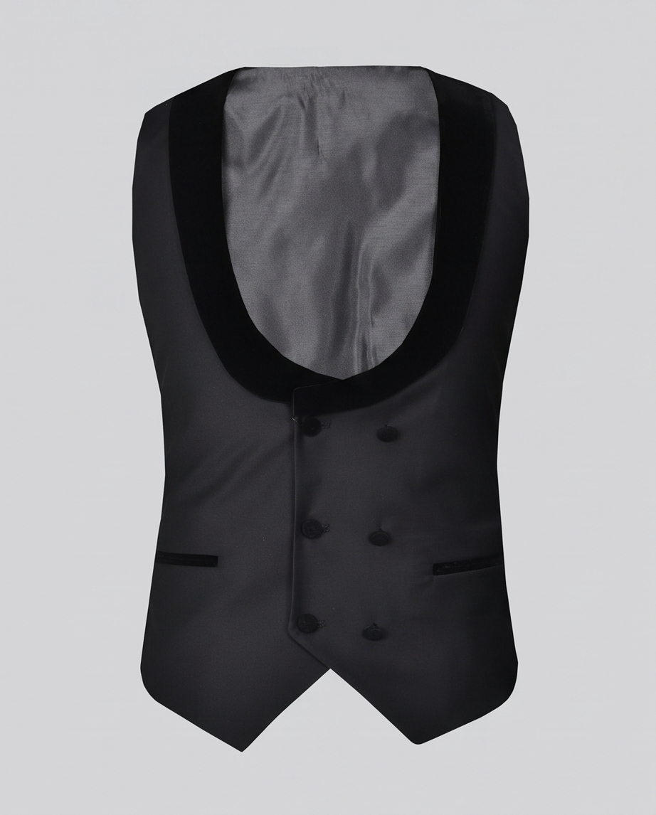 2H Black Tuxedos Shawl Lapel chamois Vest