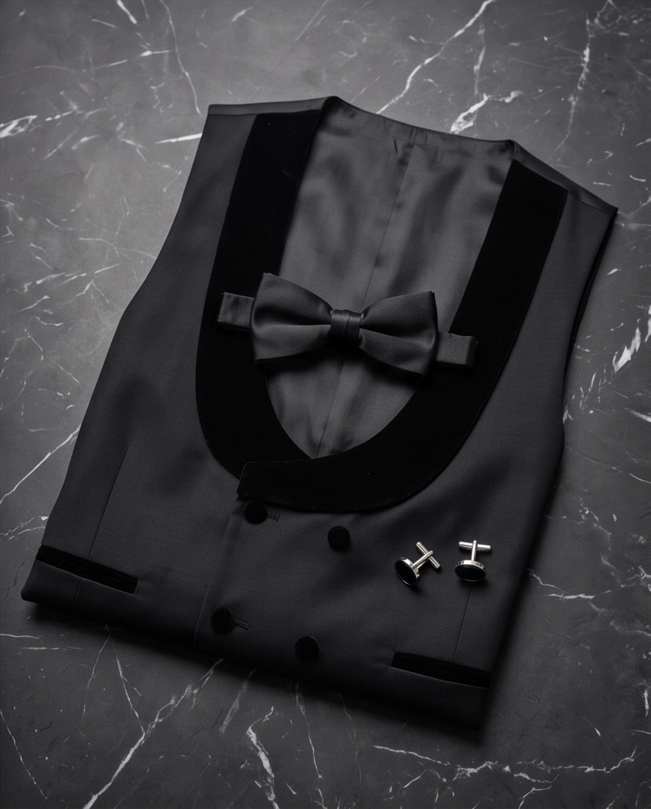 2H Black Tuxedos Shawl Lapel chamois Vest