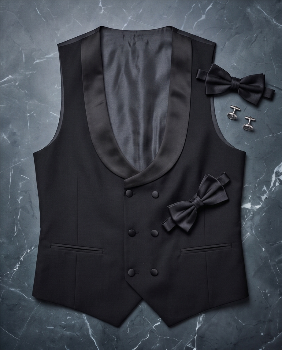 2H Black Tuxedos Shawl Lapel Vest
