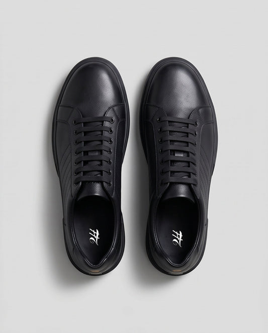 2H #06G Genuine Leather Black Casual Shoes