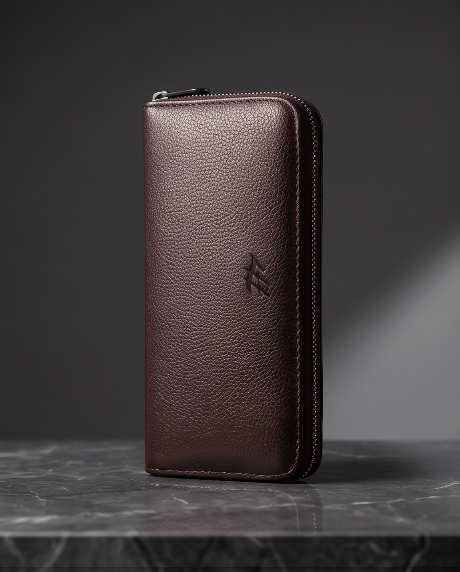 2H Brown Leather long wallet