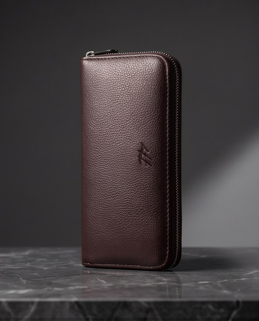 2H Brown Leather long wallet