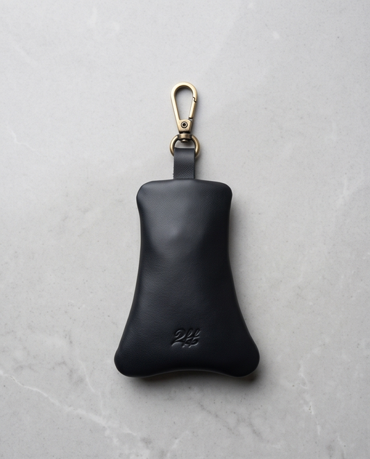 2H #1060 Black Genuine Leather Key Ring With Lobster Clasp