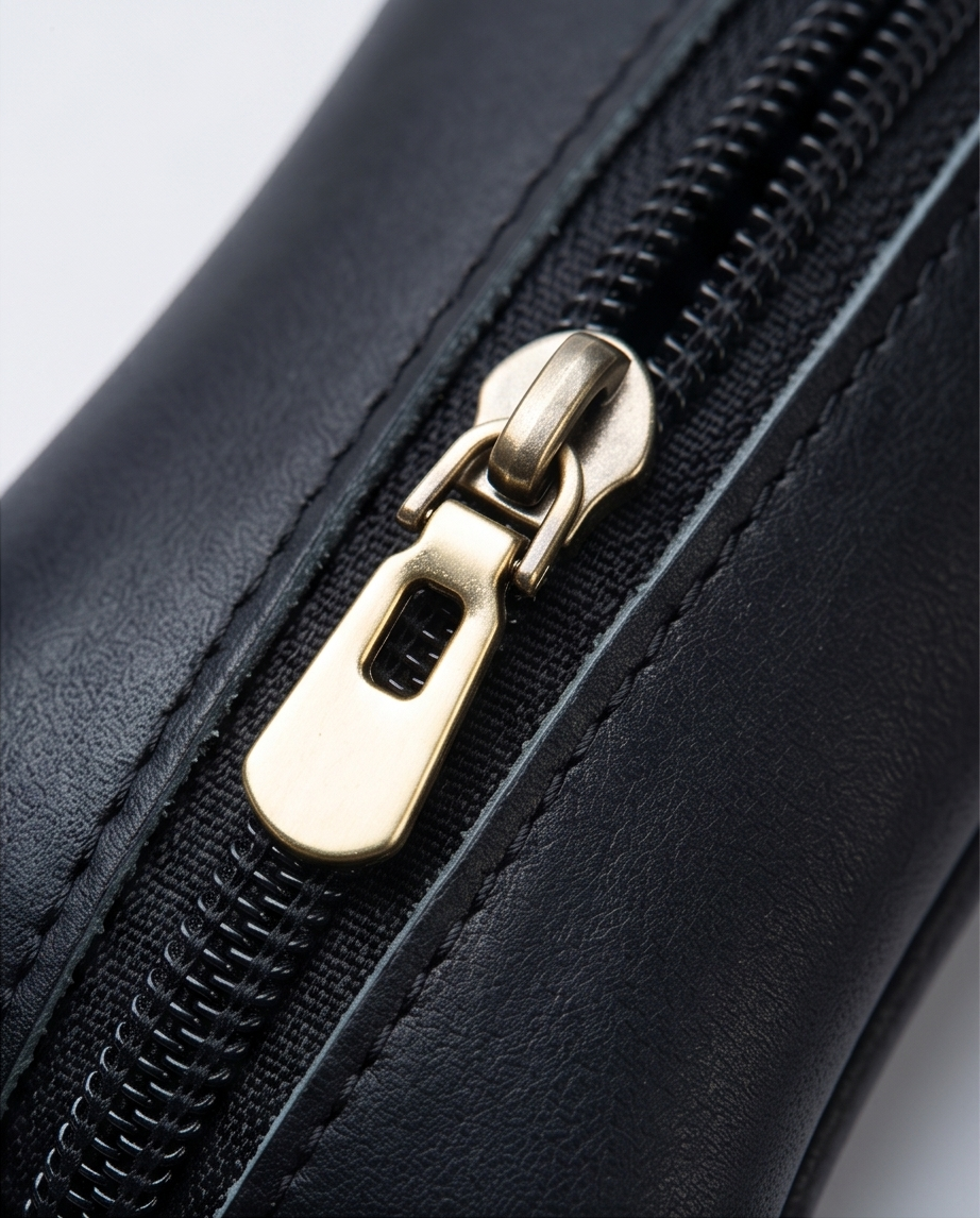 2H #1060 Black Genuine Leather Key Ring With Lobster Clasp