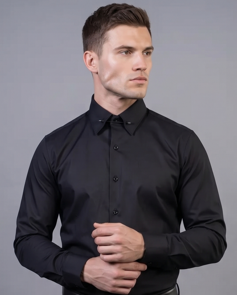 2H Black Classic Shirt With Pin