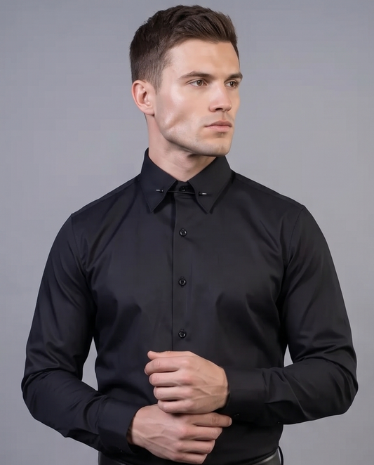 2H Black Classic Shirt With Pin