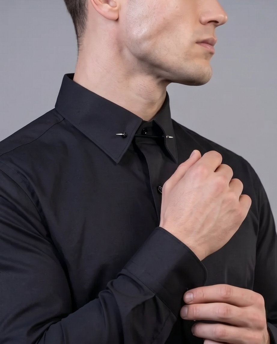 2H Black Classic Shirt With Pin