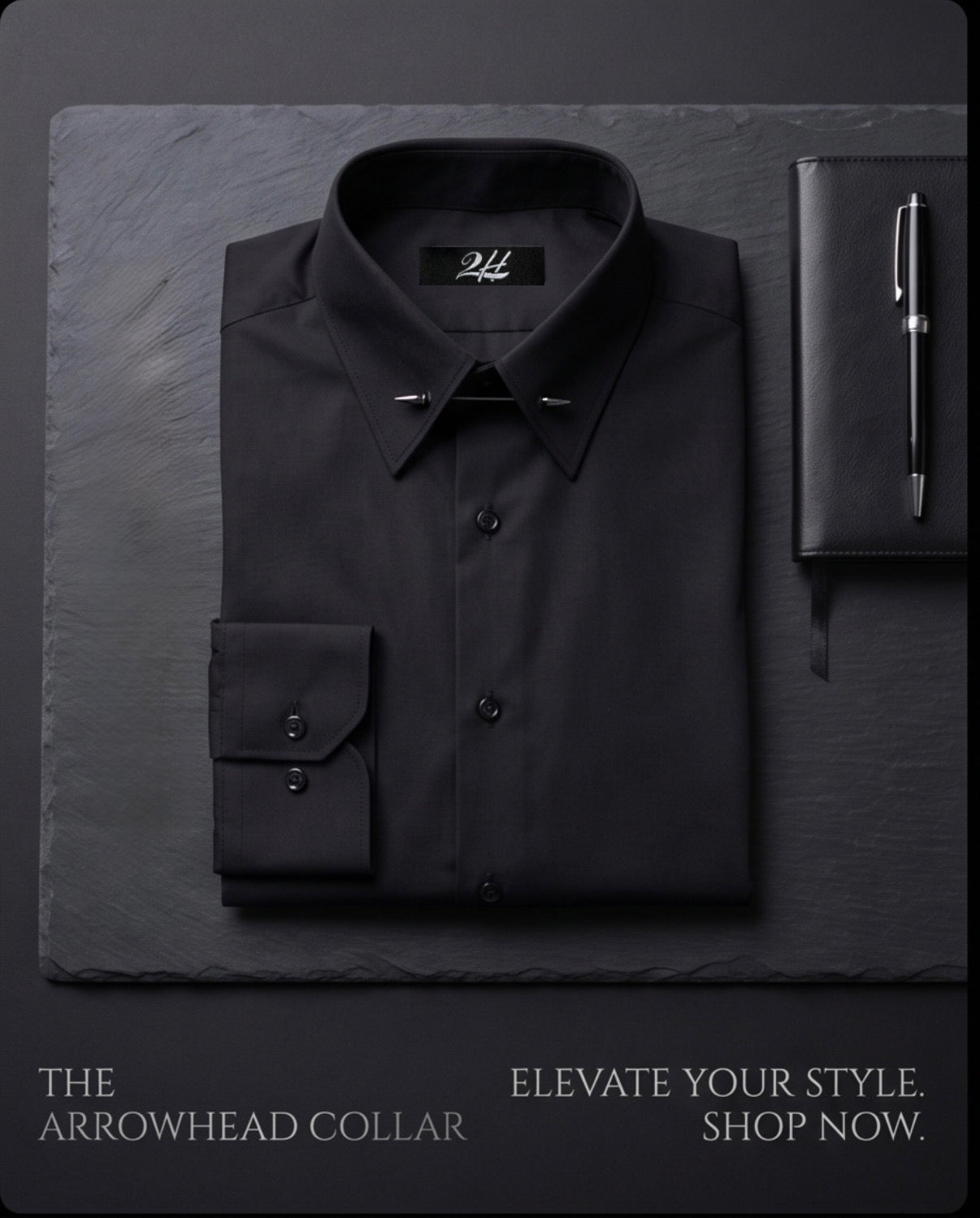 2H Black Classic Shirt With Pin