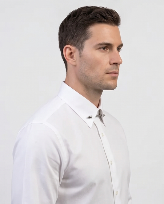 2H White Classic Shirt With Pin