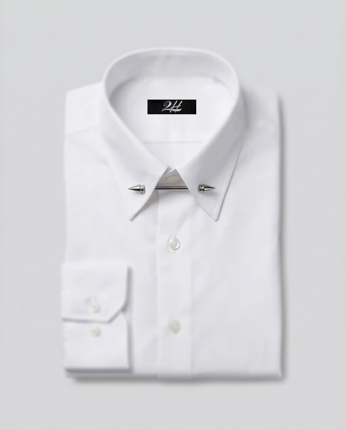 2H White Classic Shirt With Pin
