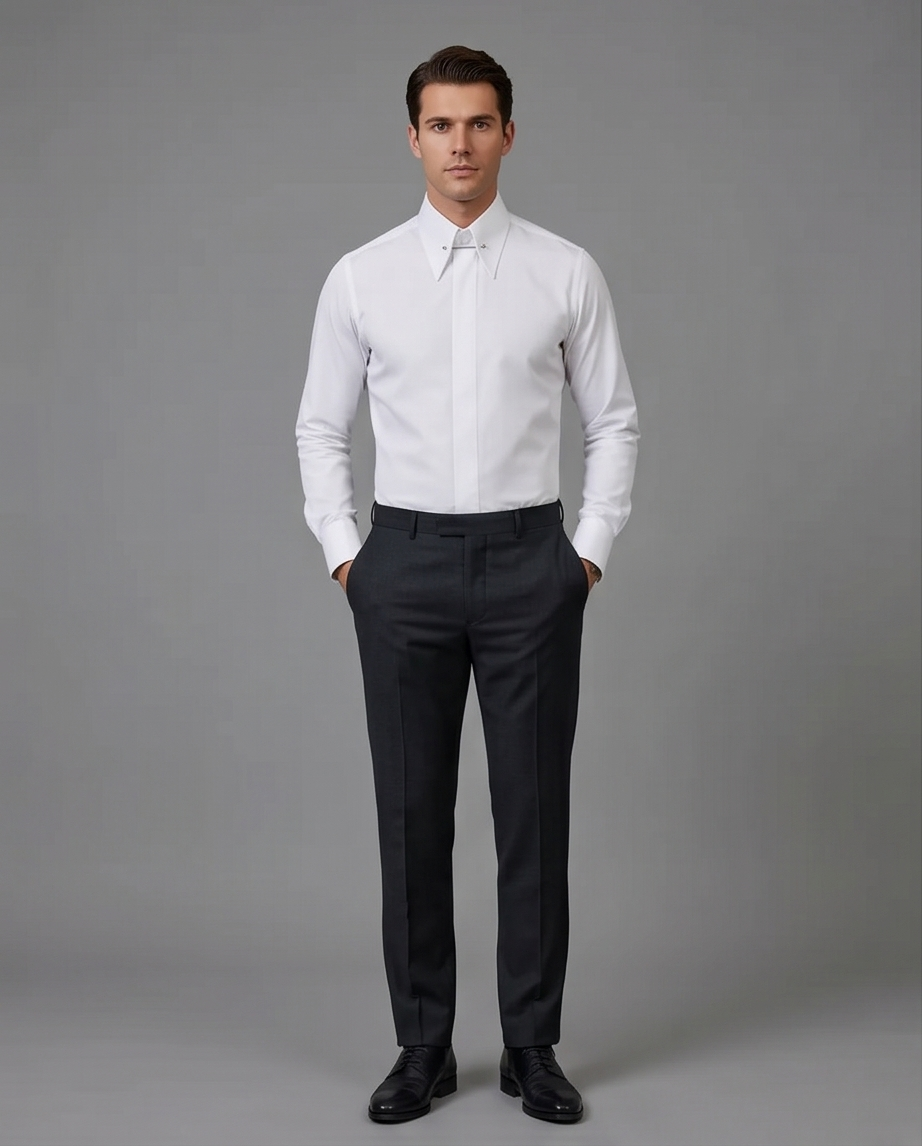 2H White Classic Shirt With Pin