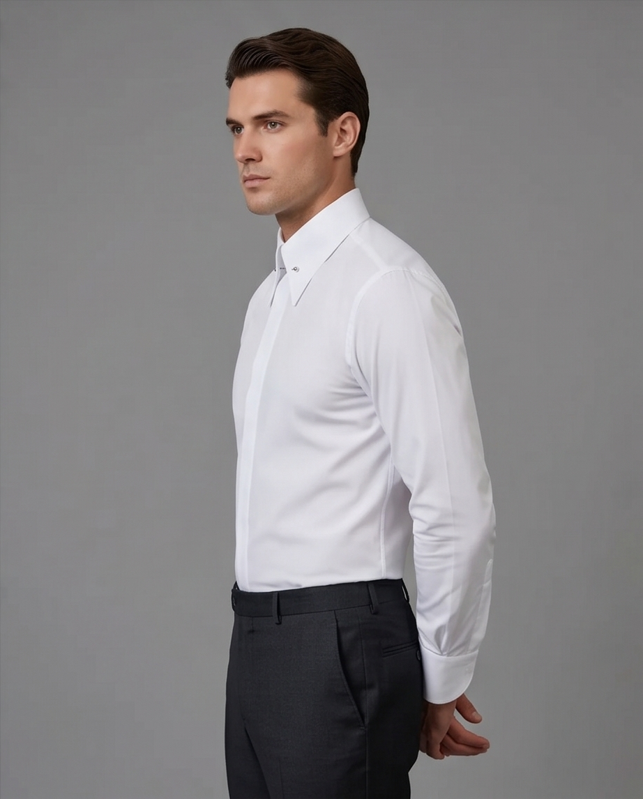 2H White Classic Shirt With Pin
