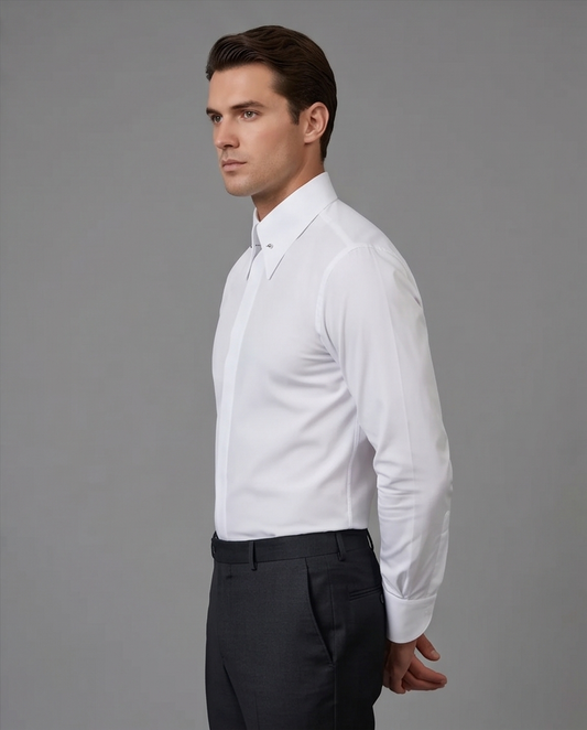 2H White Classic Shirt With Pin