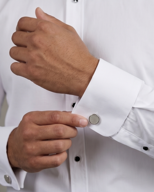 2H White Classic Shirt With Black Stainless Steel Button