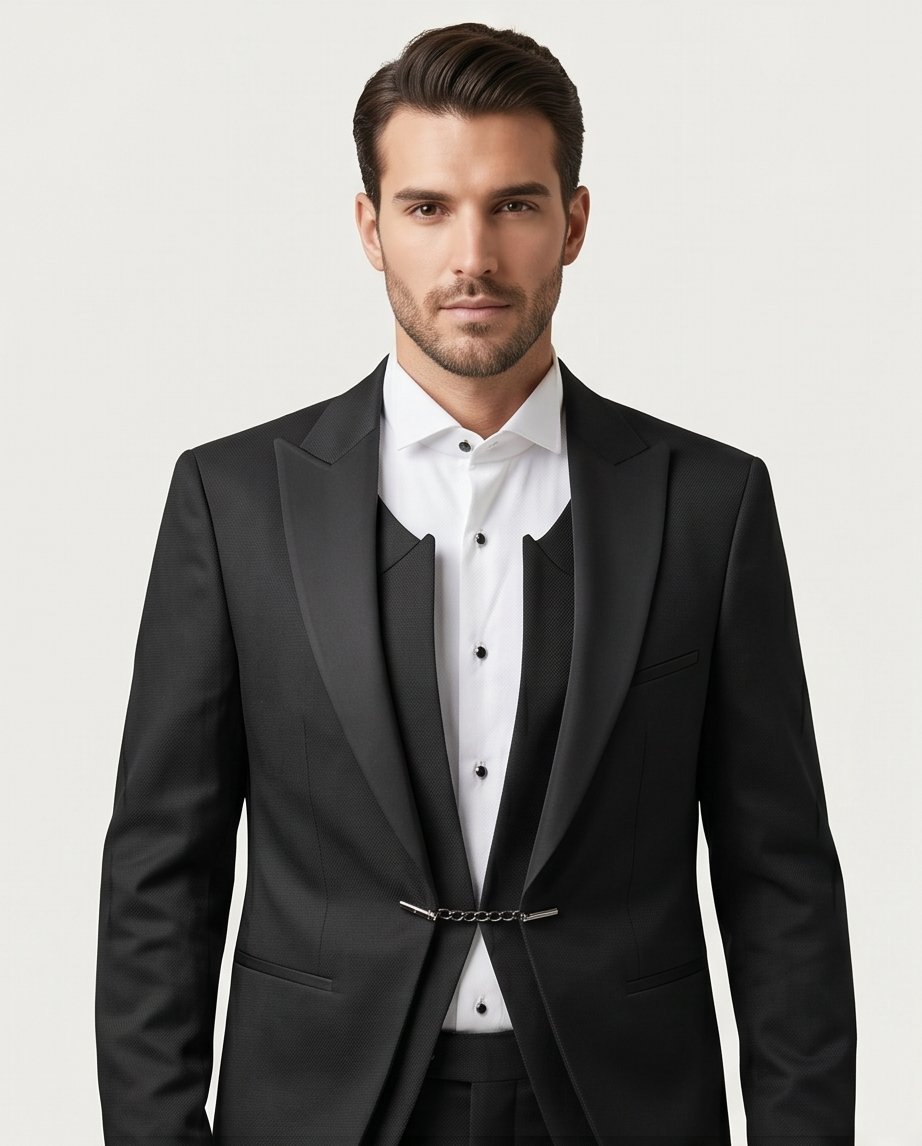 2H Black Wedding Suit