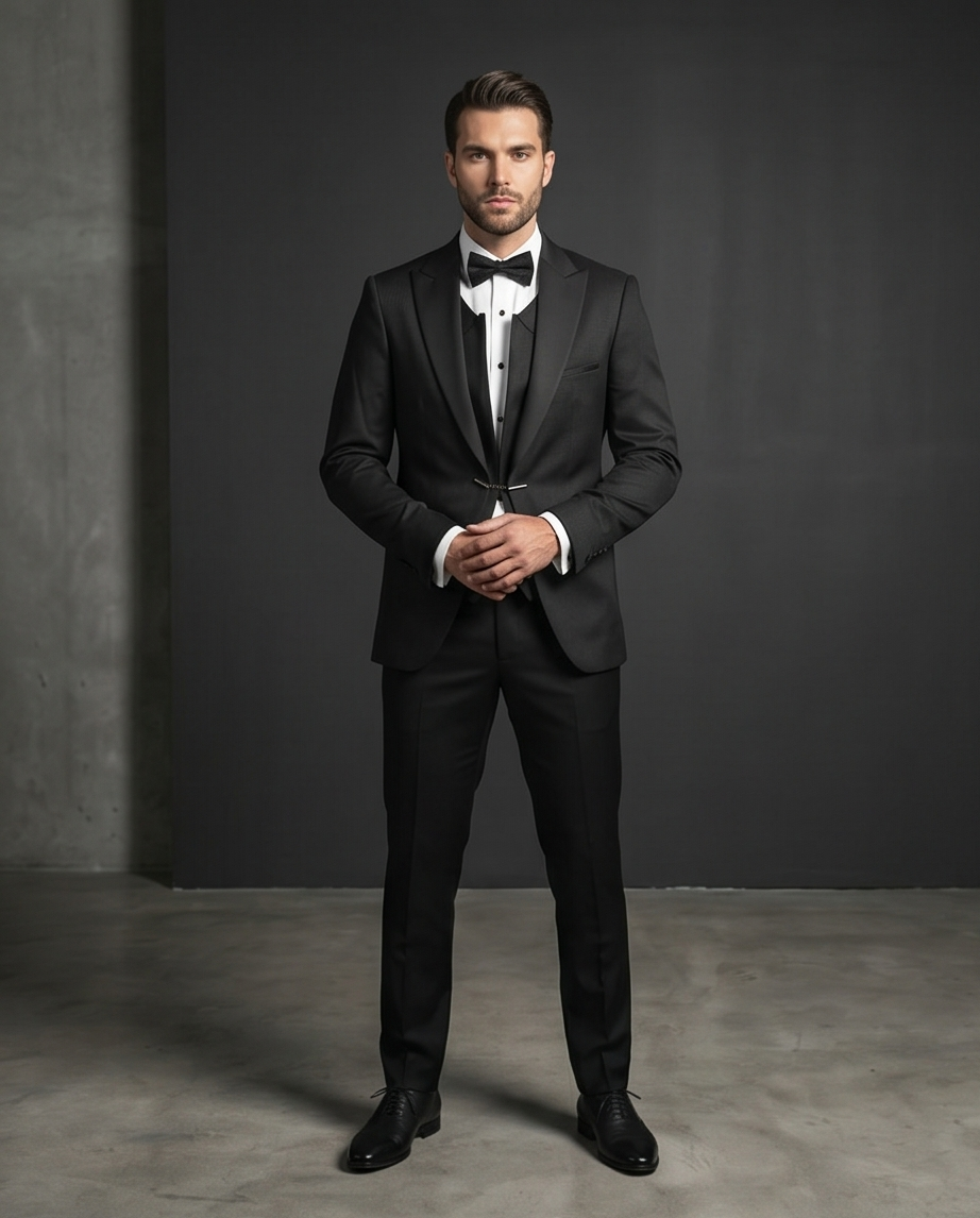 2H Black Wedding Suit