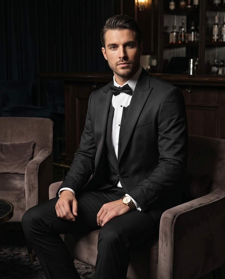 2H Black Wedding Suit