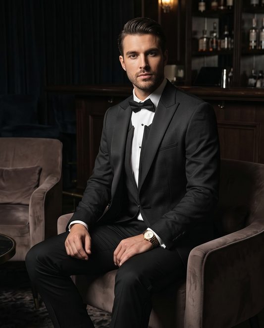 2H Black Wedding Suit