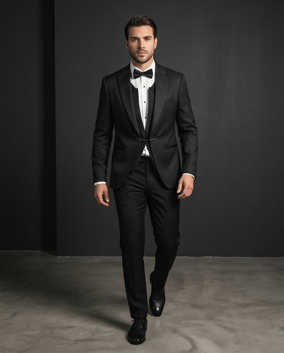 2H Black Wedding Suit