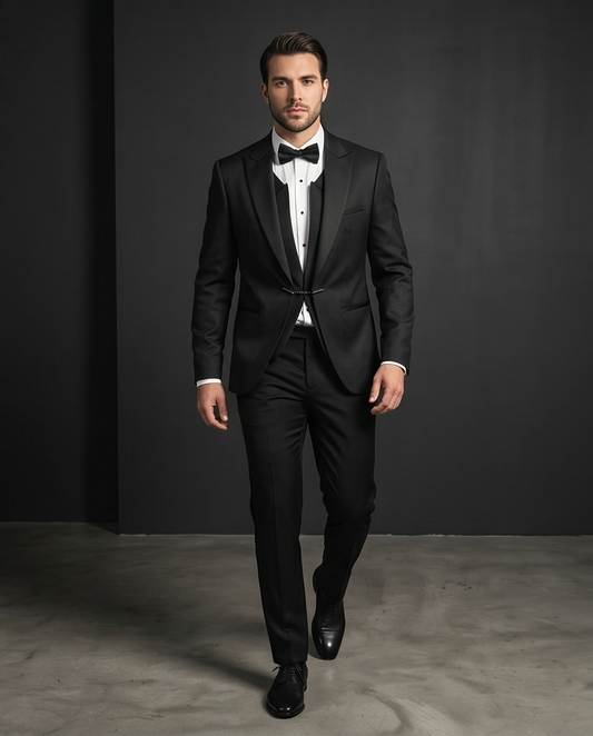 2H Black Wedding Suit